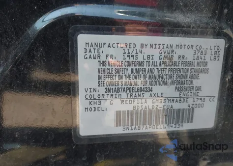 2014 Nissan Sentra Sv из США, поврежденный, VIN 3N1AB7AP0EL694334